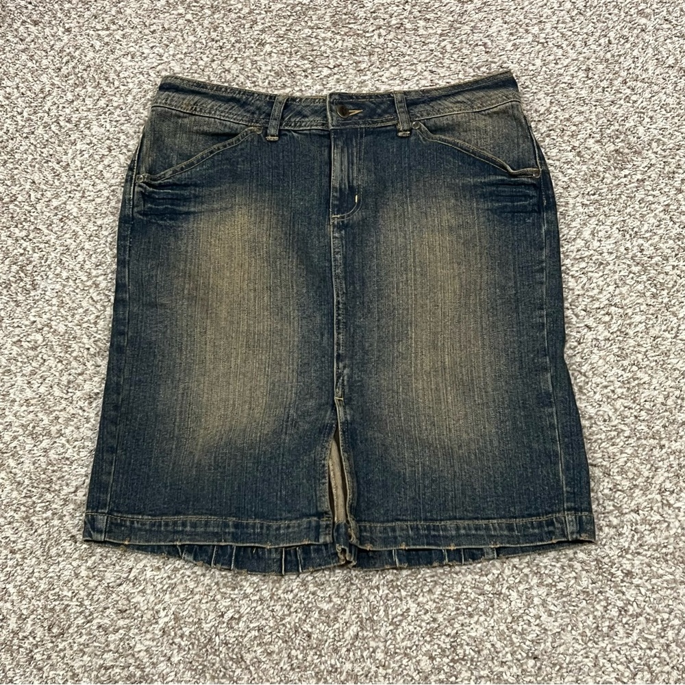 Vintage Y2K 2000s Bisou Bisou Jeans denim pleated midi skirt